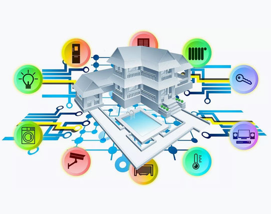casa inteligente - dispositivos de control de acceso y alarma en hogar