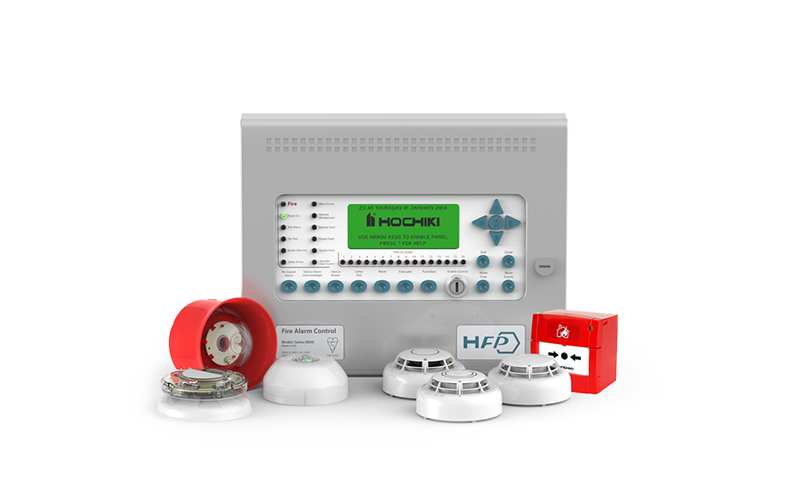 Tablero con sistema de detección y alarma de incendios